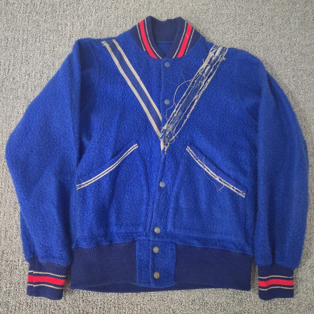 VTG 1970s New York Rangers NHL Varsity Jacket Spell Out Logo Distressed Size S - Picture 4 of 4